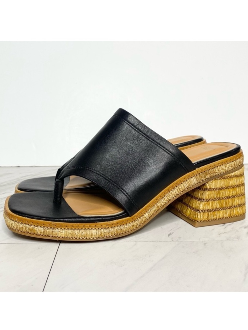 Franco Sarto Ferrara Square Toe Block Heel Sandal 9M